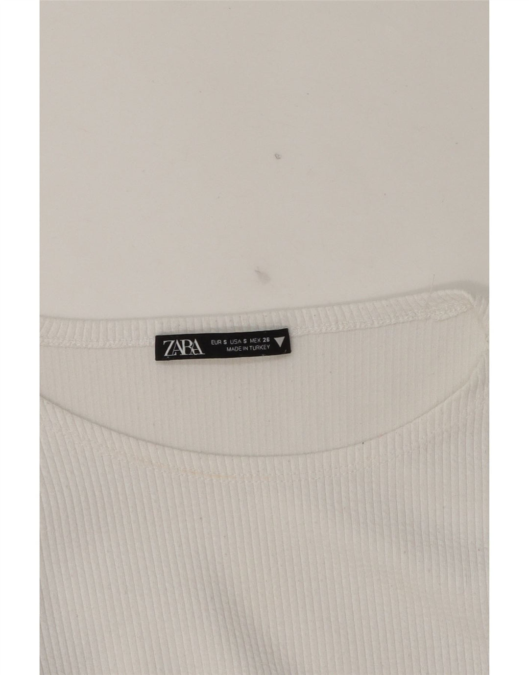 ZARA Womens Crop Top Long Sleeve UK 8 Small White Vintage Zara and Second-Hand Zara from Messina Hembry 