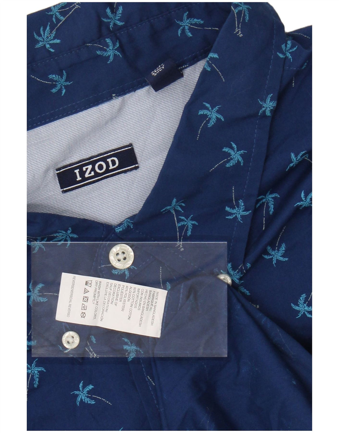 IZOD Мужская рубашка с коротким рукавом 3XL, синяя, хлопок с цветочным принтом