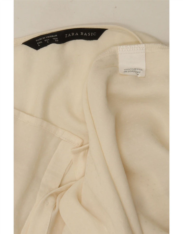 Женская блузка-рубашка без рукавов Zara UK 16, большой белый полиэстер
