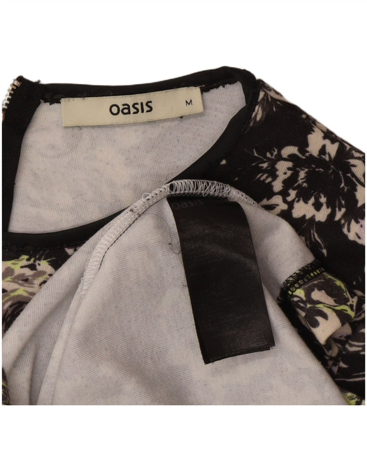 Женское базовое платье Oasis UK 14, средний черный полиэстер с цветочным принтом