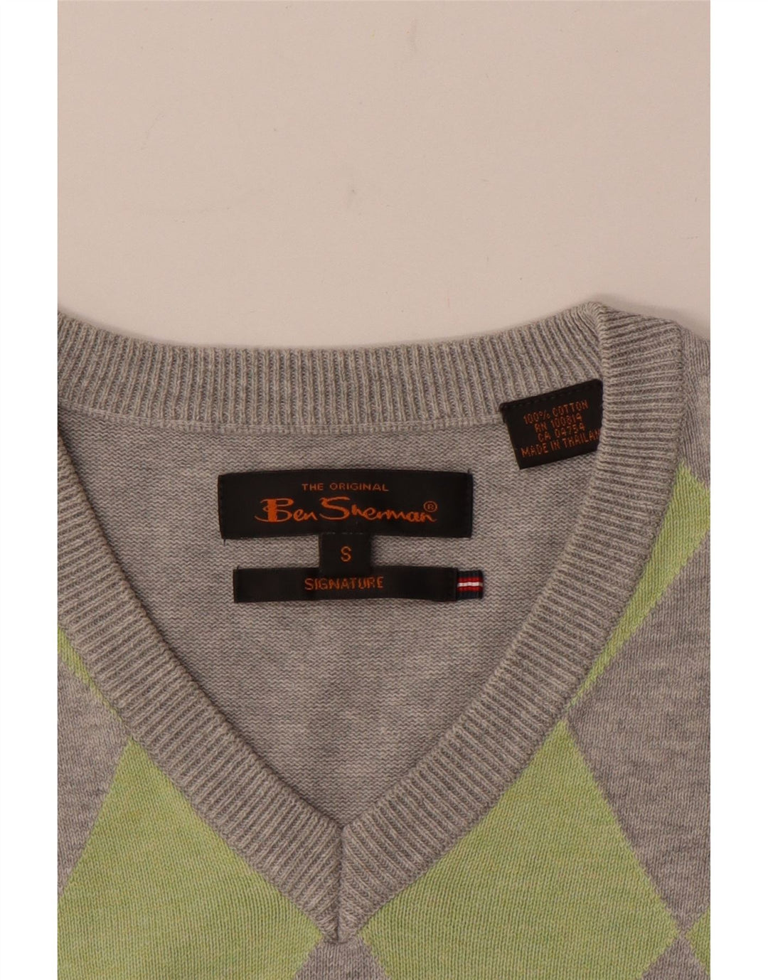 Мужской жилет Ben Sherman на бретельках, маленький серый хлопок с узором аргайл/бриллиант