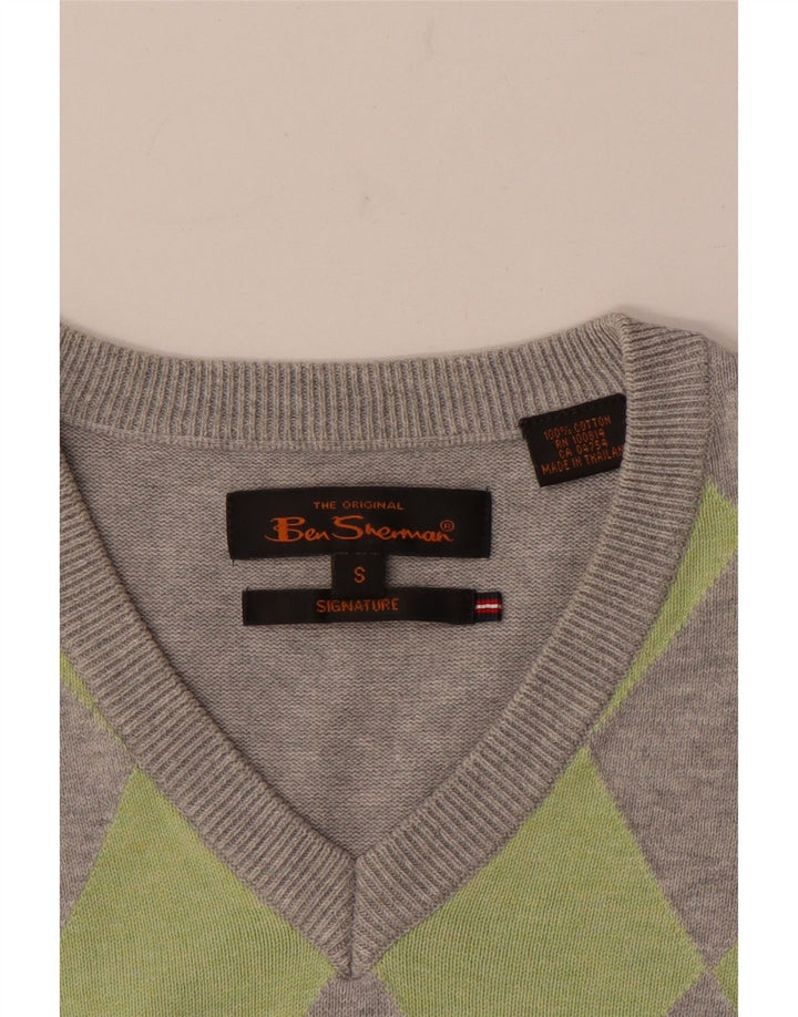 Мужской жилет Ben Sherman на бретельках, маленький серый хлопок с узором аргайл/бриллиант