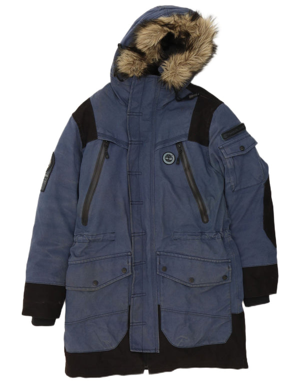 Мужская парка Timberland с капюшоном UK 36, маленькая, темно-синяя, с цветными блоками