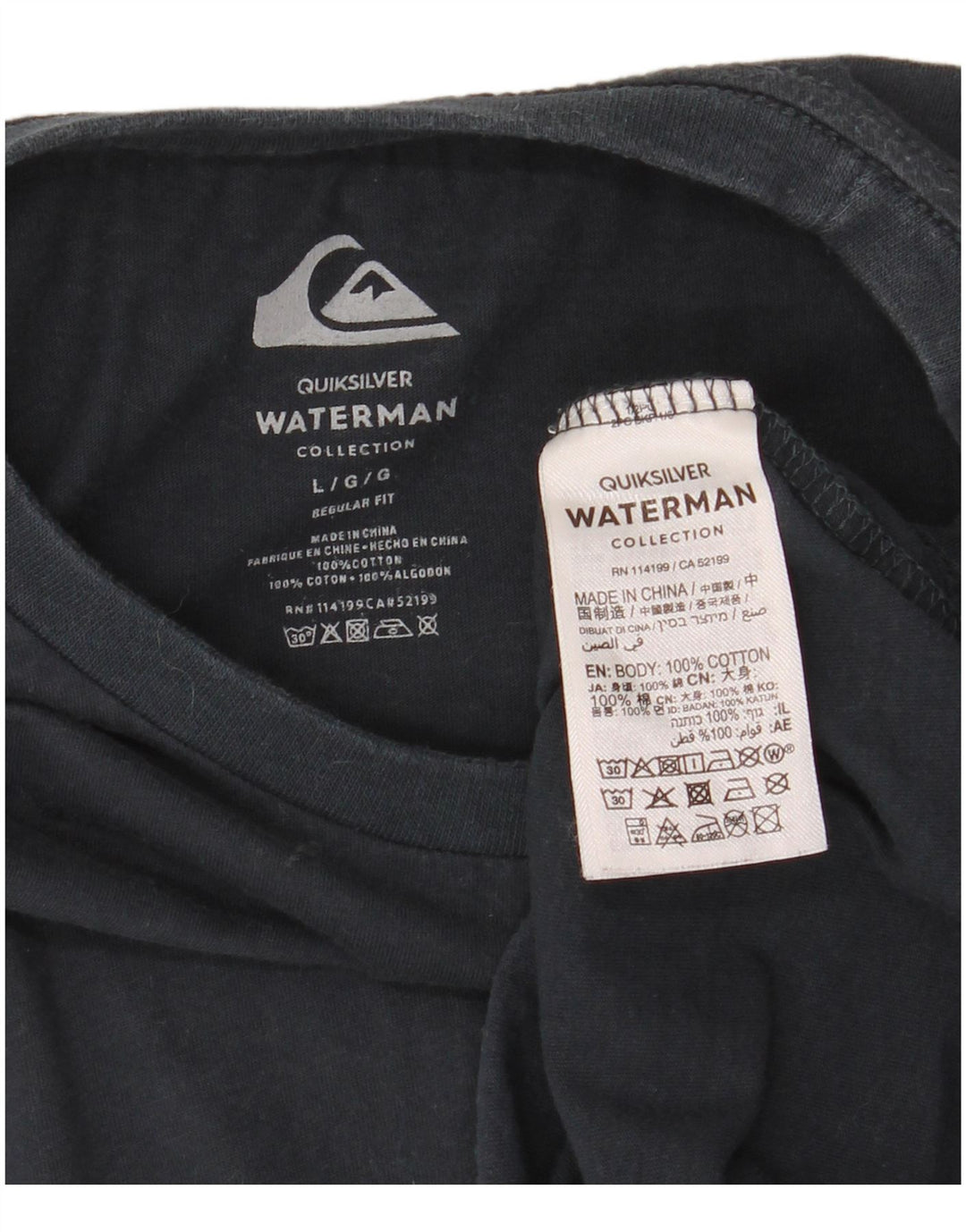 Мужская футболка Quiksilver стандартного кроя с рисунком, большой темно-синий хлопковый топ