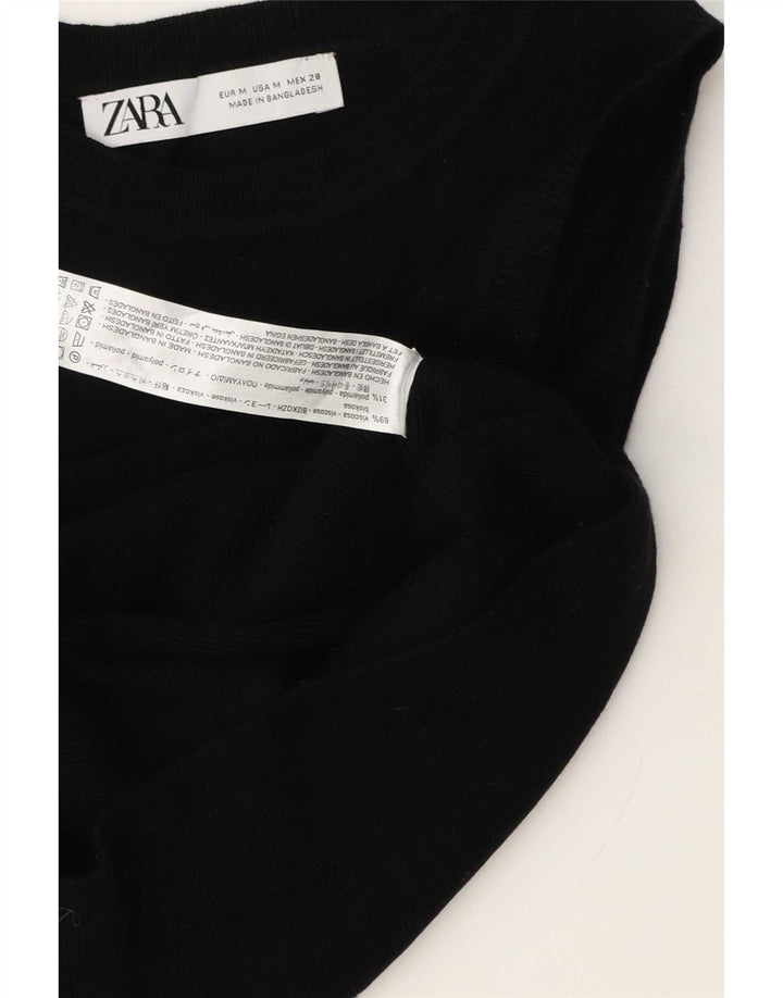 Женский укороченный жилет Zara UK 12, средний черный из вискозы