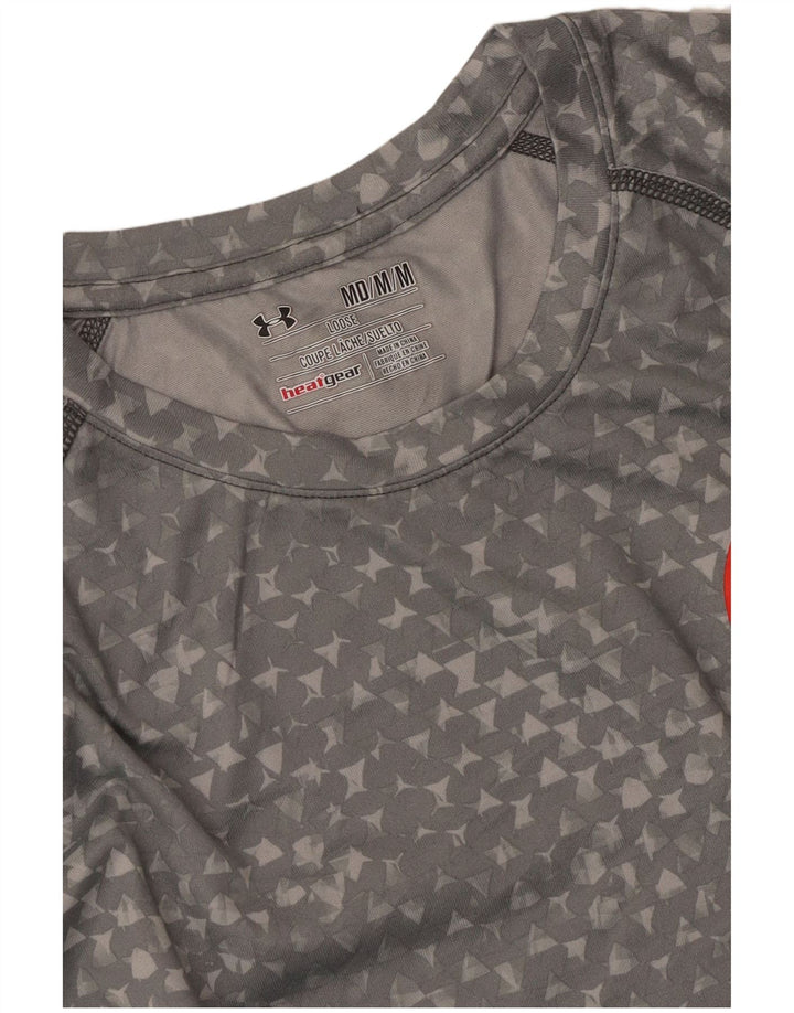 Мужская футболка Under Armour Heat Gear Top среднего серого цвета с геометрическим рисунком