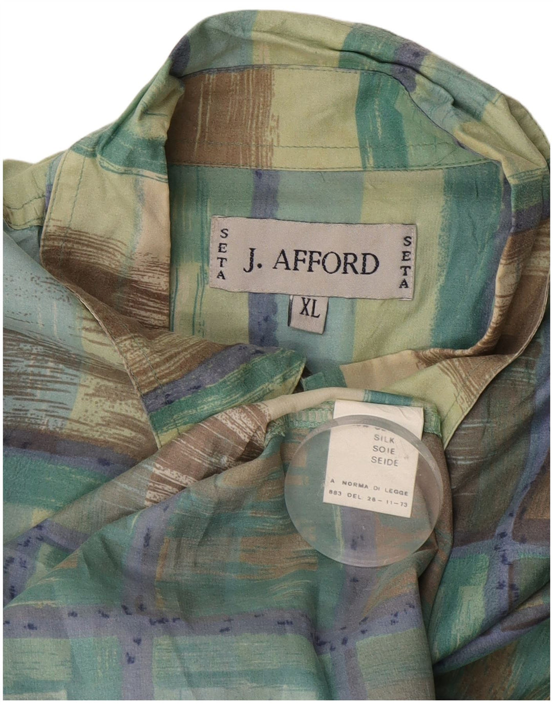 Винтажная мужская рубашка XL в зеленую клетку из шелка