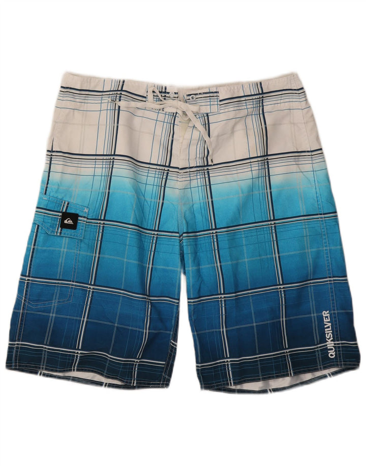 Мужские шорты для плавания Quiksilver, большие синие клетки в клетку, полиэстер