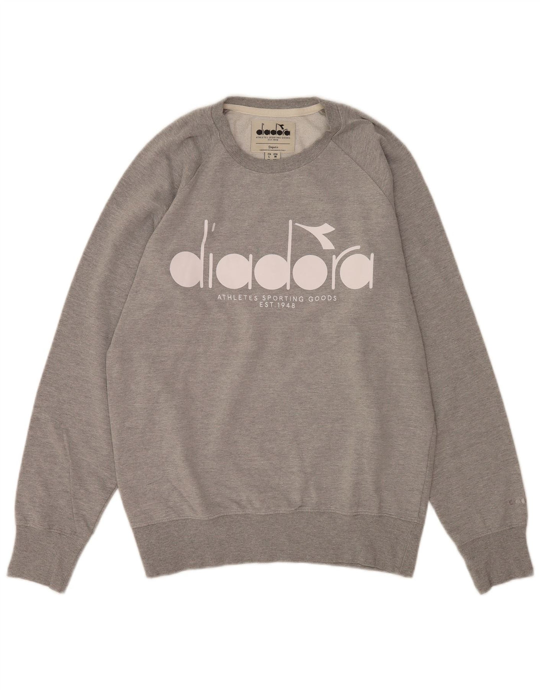 Мужской свитшот Diadora с рисунком, хлопковый джемпер среднего серого цвета