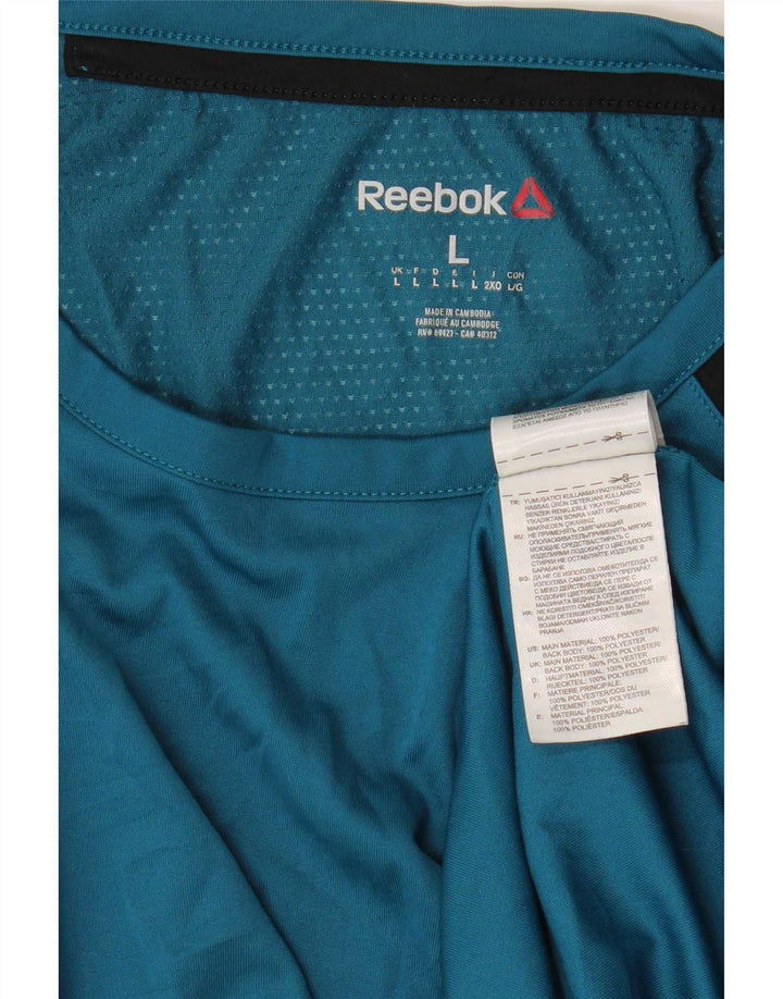 Мужская футболка Reebok, большой синий полиэстер с цветными блоками
