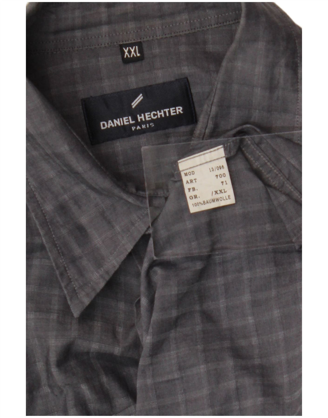 DANIEL HECHTER Мужская рубашка 2XL серая клетка из хлопка