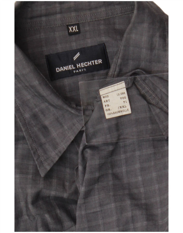 DANIEL HECHTER Мужская рубашка 2XL серая клетка из хлопка