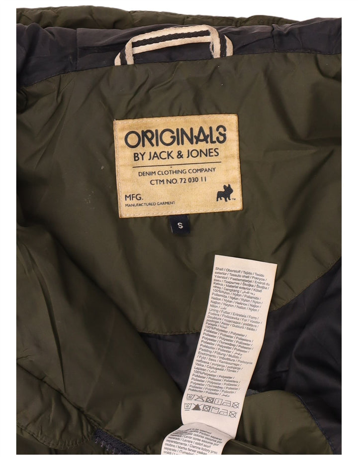 Мужская стеганая куртка Jack & Jones с капюшоном UK 36, маленький нейлон цвета хаки