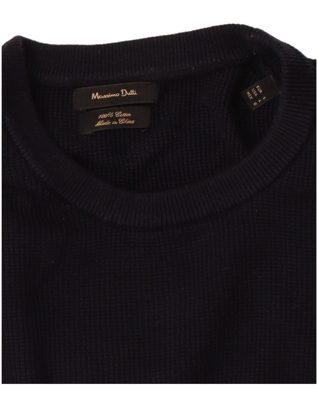 Мужской джемпер с круглым вырезом и короткими рукавами Massimo Dutti, большой темно-синий