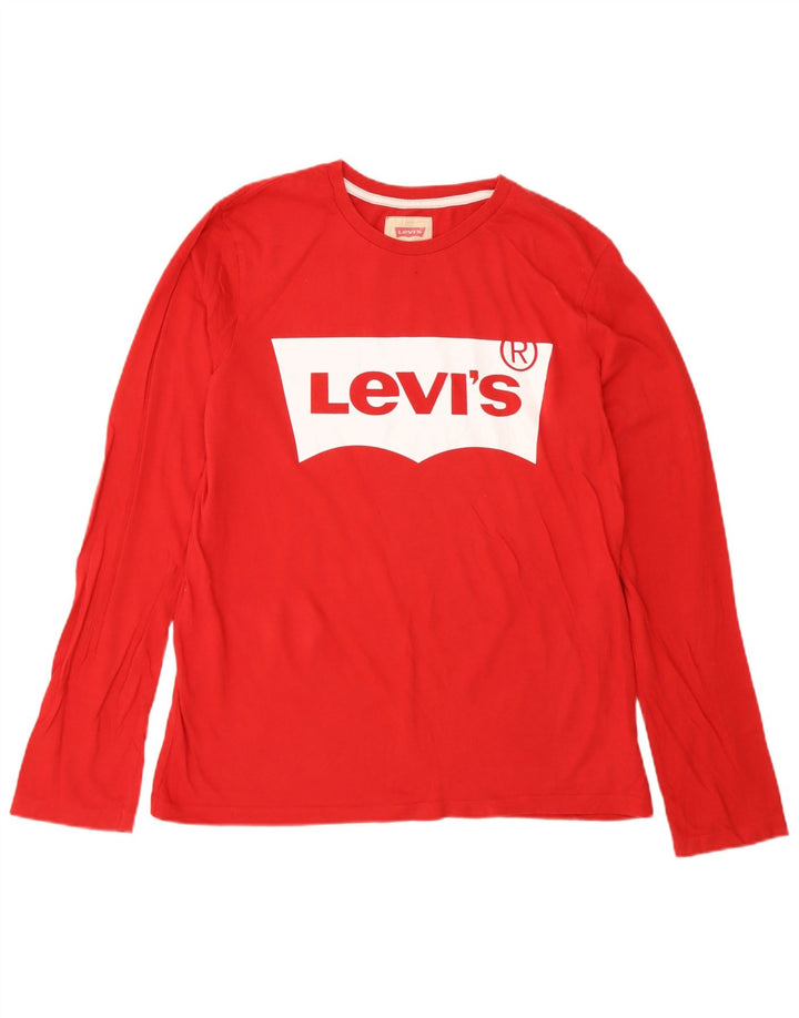 Топ с рисунком Levi's для мальчиков, 15–16 лет, красный хлопок, длинный рукав
