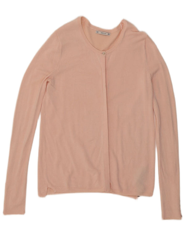 Женский кардиган Zara UK 12, вискоза среднего розового цвета