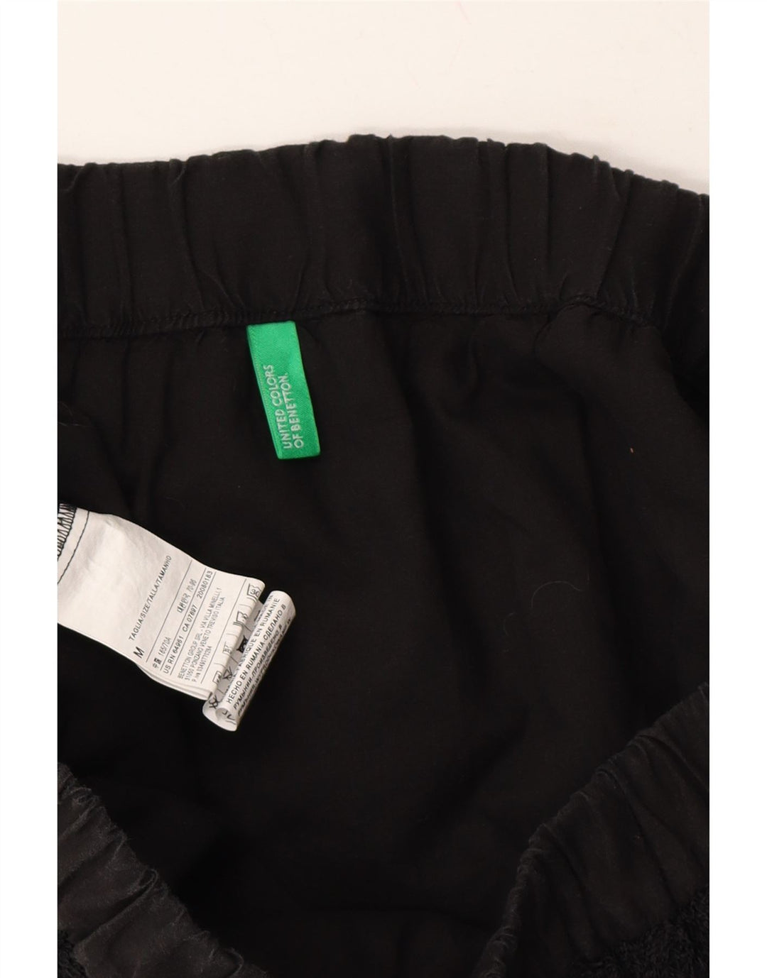 BENETTON Womens Mini Skirt Medium W28  Black Geometric Polyester Vintage Benetton and Second-Hand Benetton from Messina Hembry 