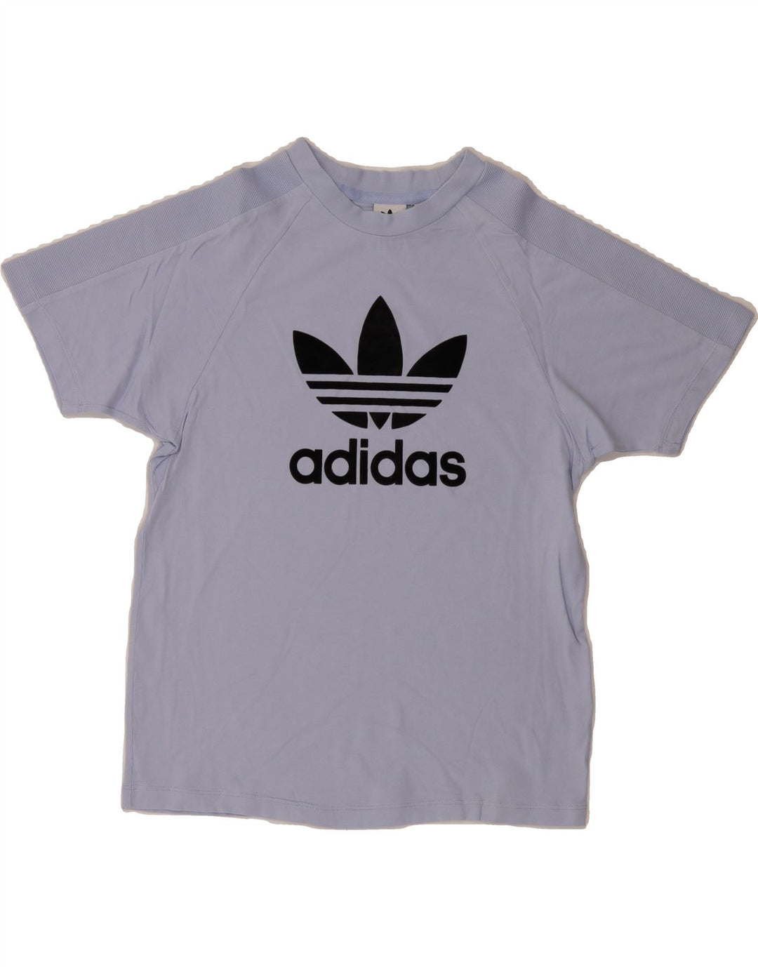 ADIDAS Womens Graphic T-Shirt Top UK 10 Small Blue Vintage Adidas and Second-Hand Adidas from Messina Hembry 