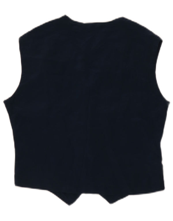 Винтажный женский жилет UK 12, средний темно-синий шелковый цветочный узор