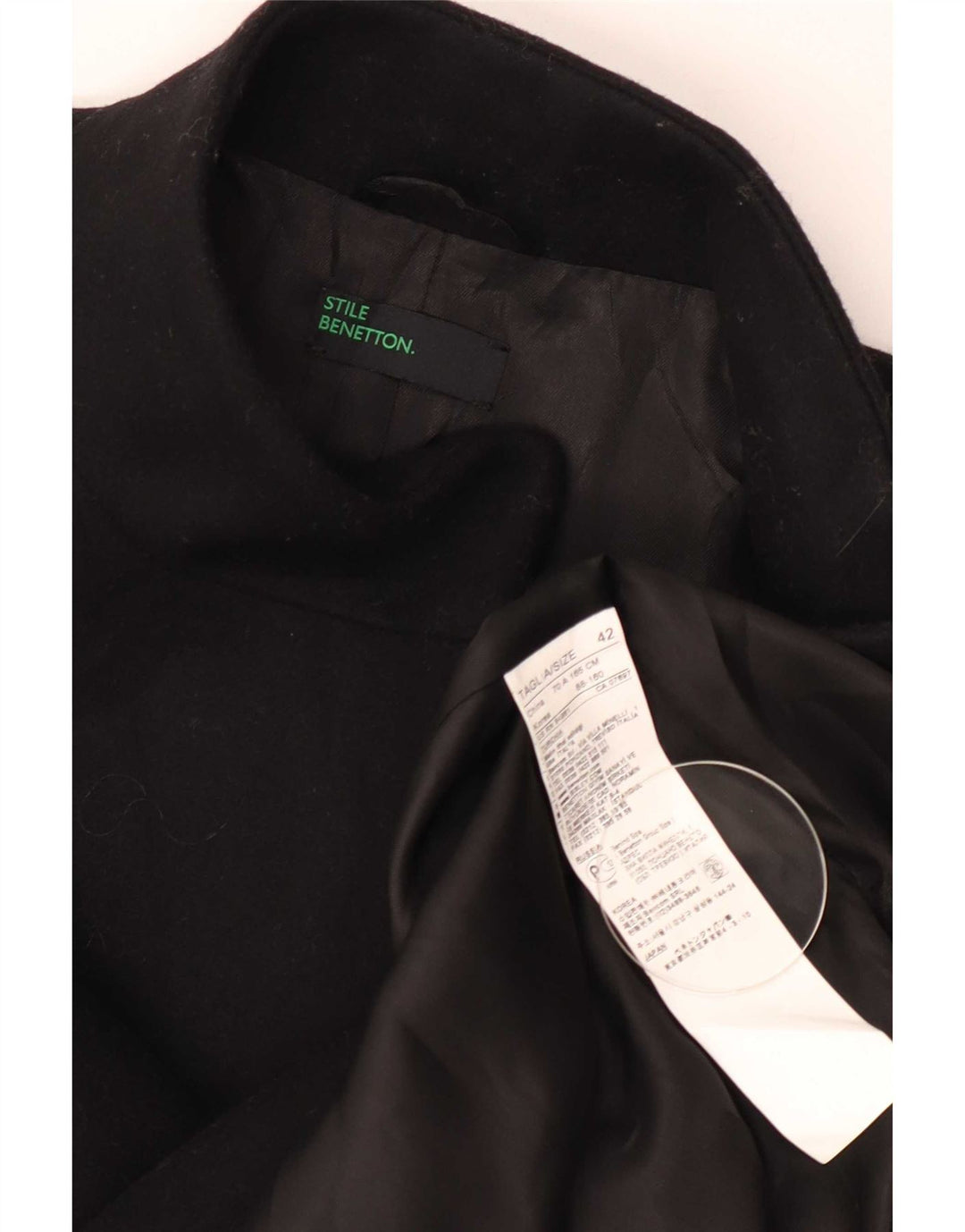 Женское пальто Benetton IT 42 Medium Black Wool
