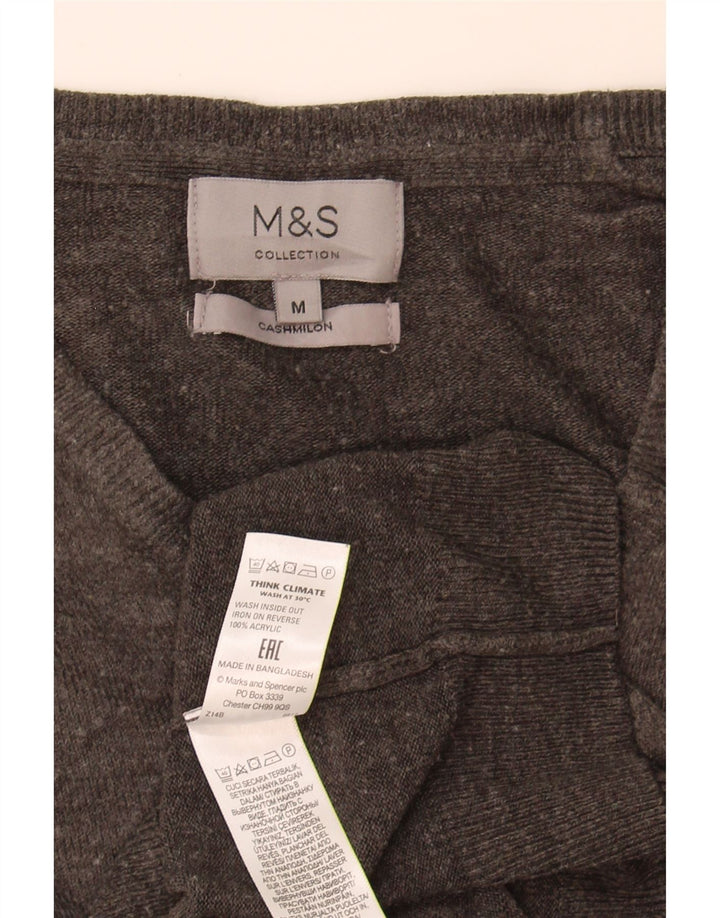 Мужской джемпер с v-образным вырезом Marks & Spencer, средний серый акрил