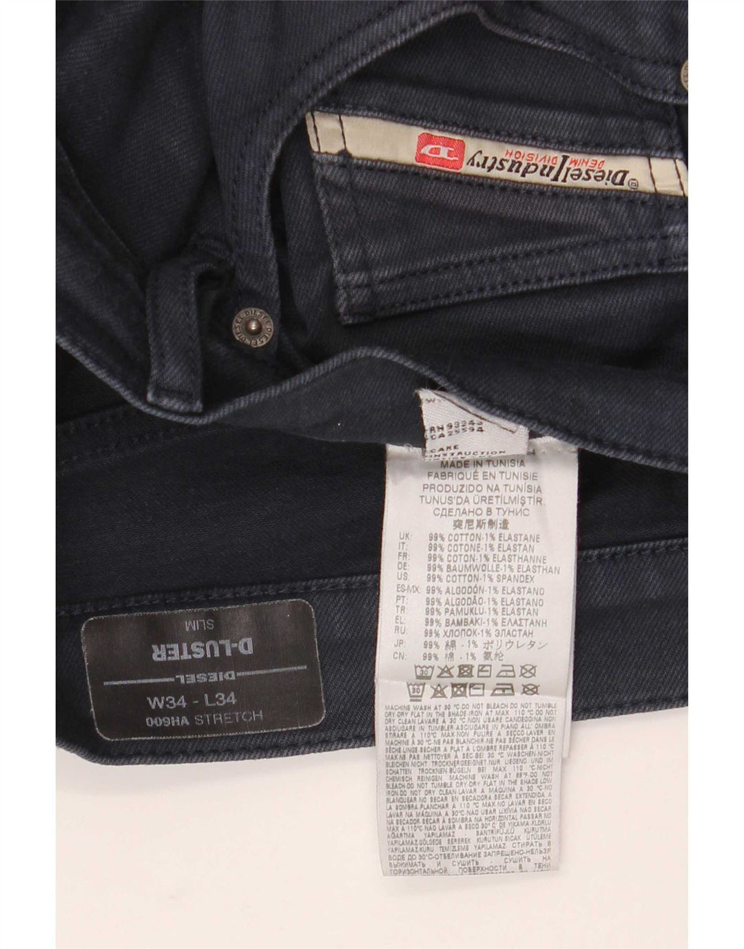 Мужские джинсы Diesel D-Lustre Slim W34 L34, темно-синий, хлопок