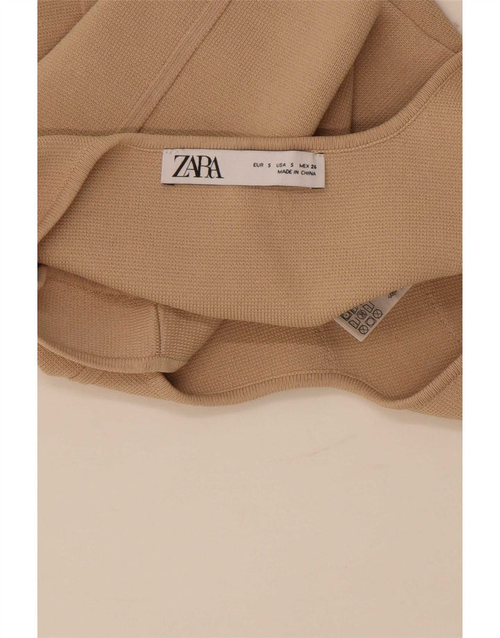 Женский укороченный топ без рукавов Zara UK 8, маленький, бежевый, нейлон