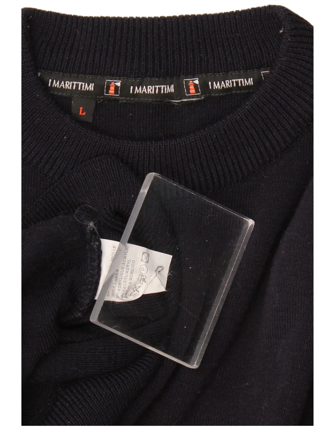 ВИНТАЖНЫЙ мужской джемпер с круглым вырезом, большой темно-синий хлопковый свитер