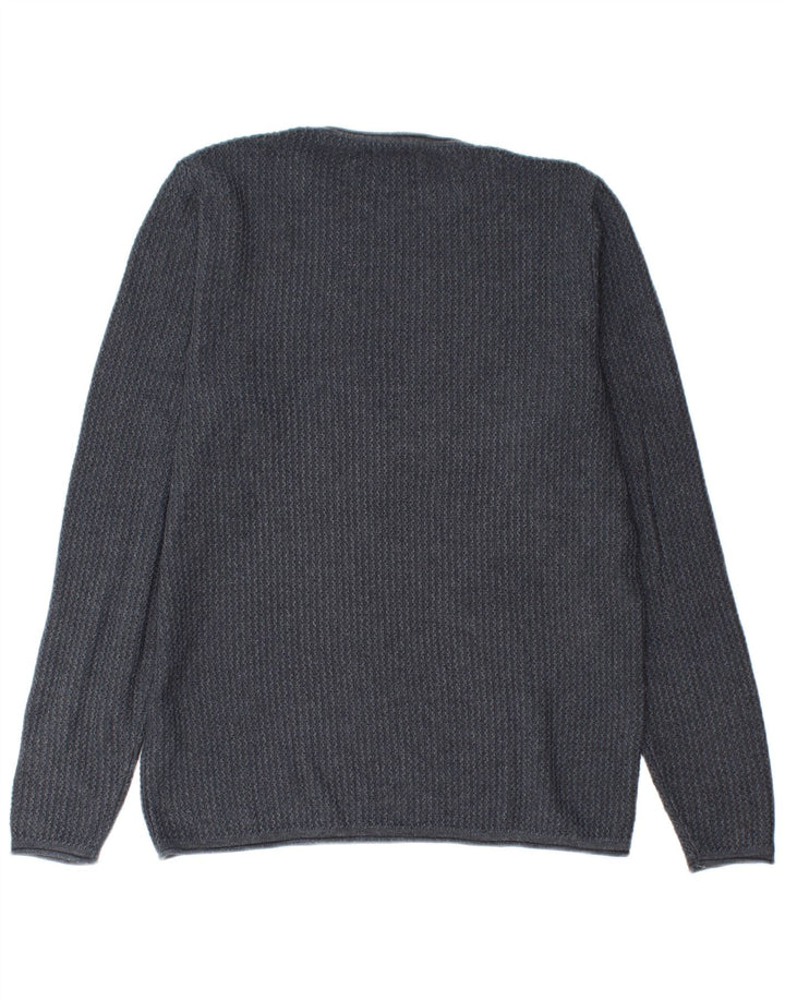 Мужской джемпер с круглым вырезом Jack & Jones, средний темно-синий хлопковый свитер