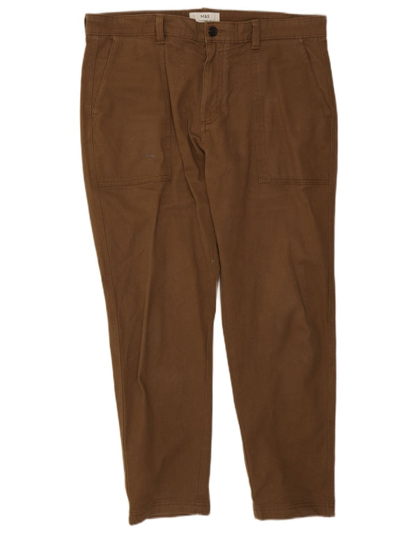 Мужские брюки-чиносы Marks & Spencer W36 L27 коричневые, хлопковые