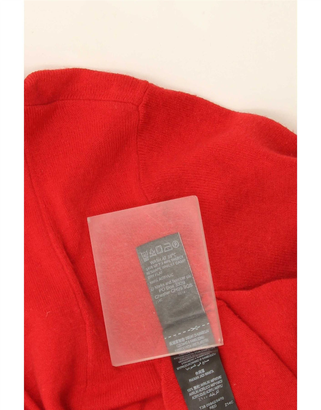 Женский удлиненный открытый кардиган Marks & Spencer UK 16, большой красный