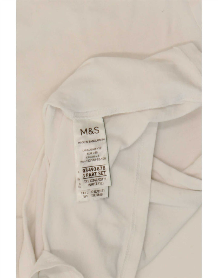 Женский топ с длинным рукавом Marks & Spencer UK 12, средний белый хлопок