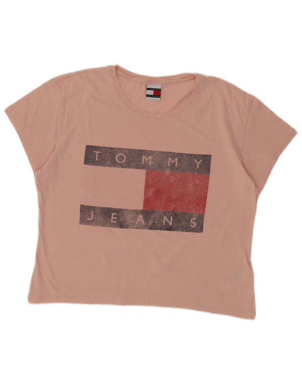 Женская футболка свободного кроя с рисунком Tommy Hilfiger Top UK 14 Средний розовый