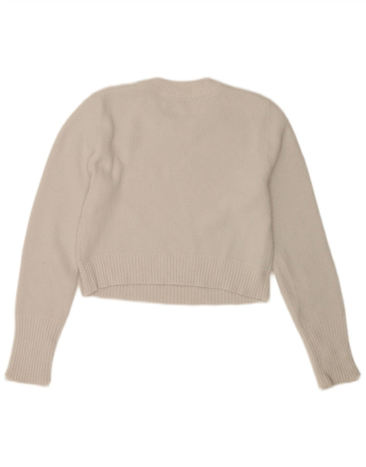 Женский укороченный джемпер с круглым вырезом Zara UK 12, средний белый