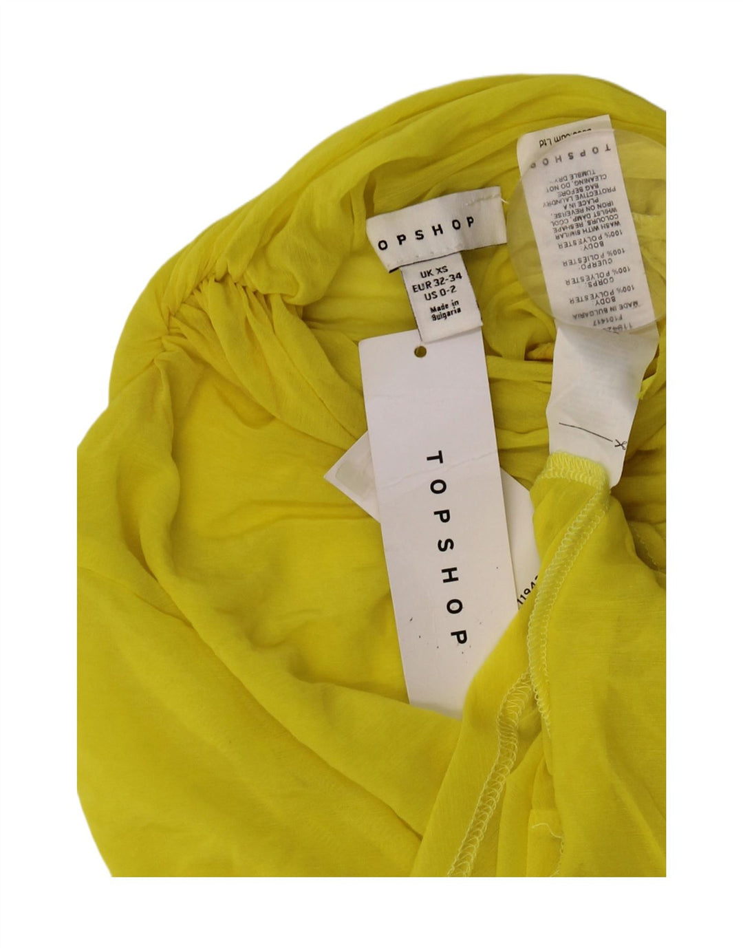 Женский прозрачный топ на одно плечо Topshop UK 4/6 XS, желтый полиэстер