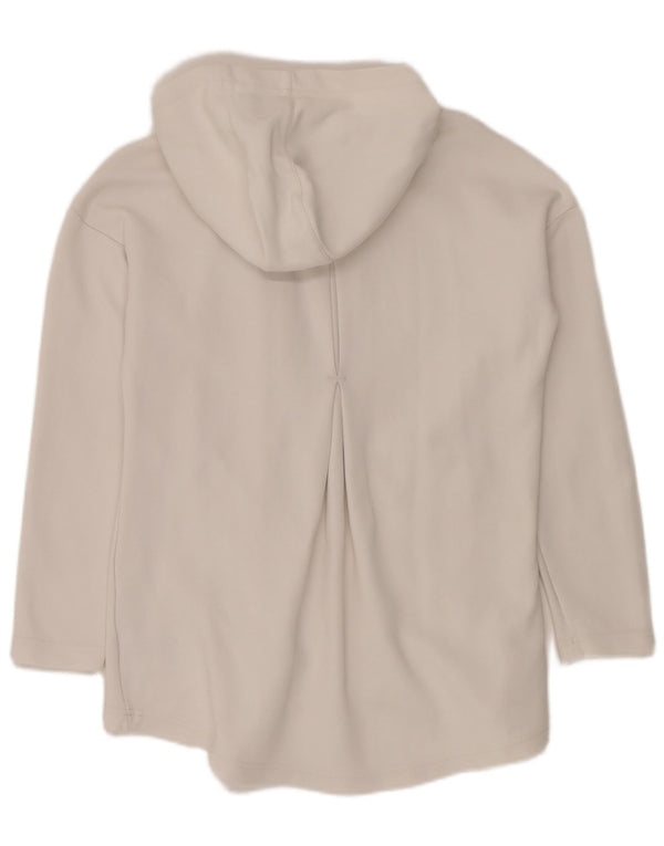 NEW BALANCE Womens Oversized Longline Zip Hoodie Sweater UK 10 Small White