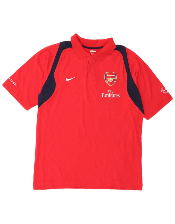 Мужская рубашка-поло с рисунком Nike Arsenal UK 42/44, большая красная с цветными блоками
