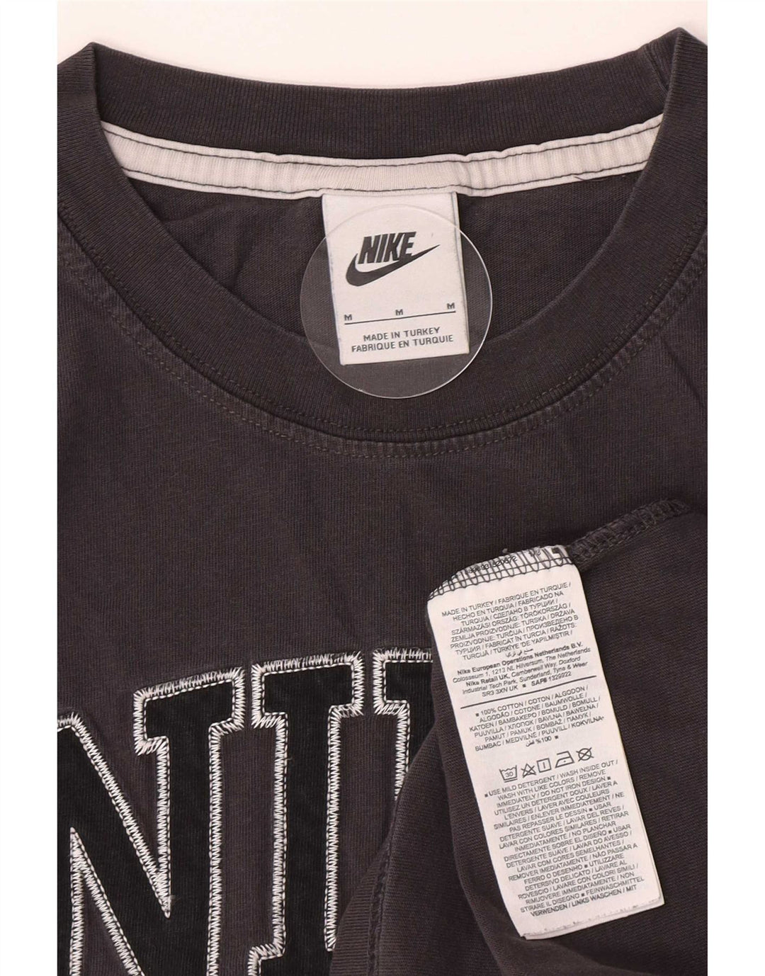 Мужская футболка с графическим рисунком Nike, хлопковый топ среднего серого цвета с цветными блоками