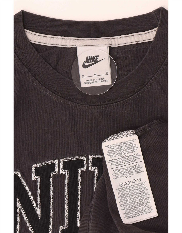 Мужская футболка с графическим рисунком Nike, хлопковый топ среднего серого цвета с цветными блоками