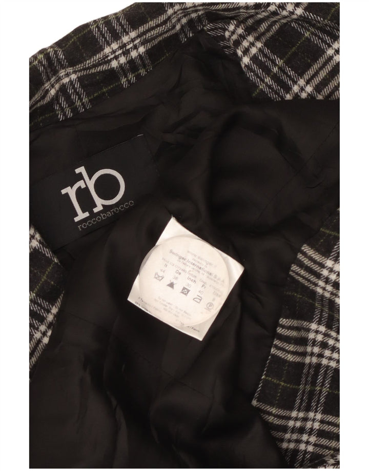 Женский пиджак на двух пуговицах Roccobarocco IT 44, хлопковый средний черный в клетку