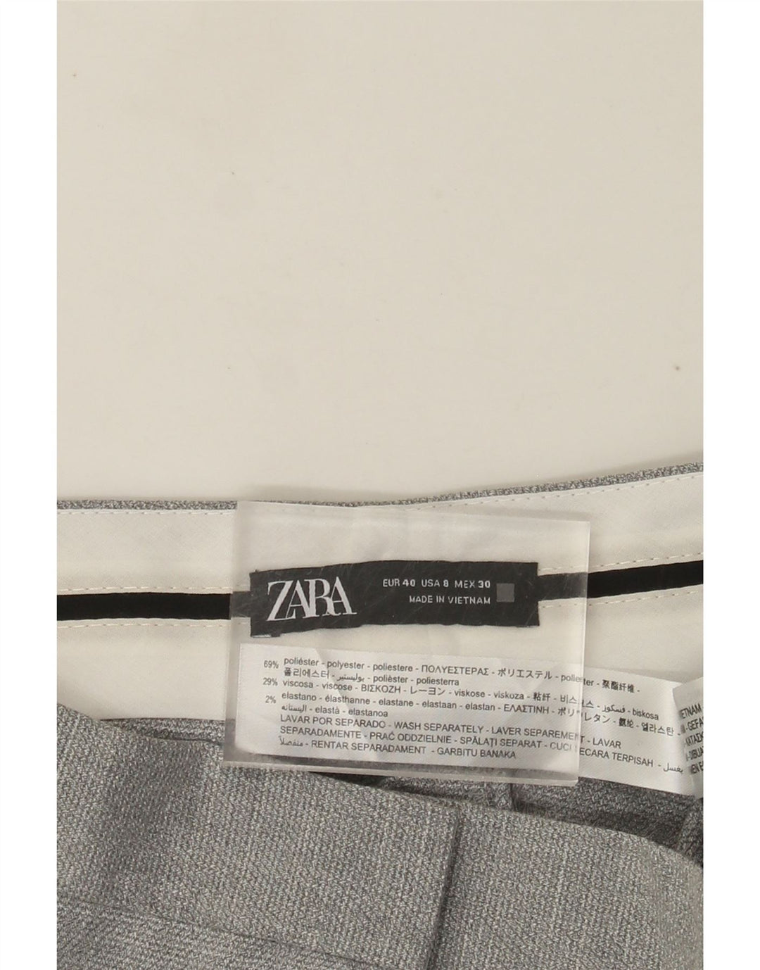 ZARA Womens Straight Suit Trousers EU 40 Medium W30 L26 Grey Polyester
