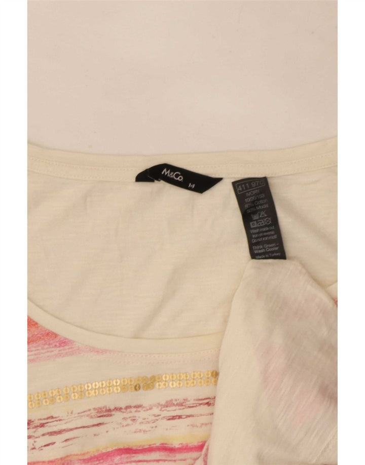 Женская футболка M&Co Top UK 14, хлопок, средняя белая полоска