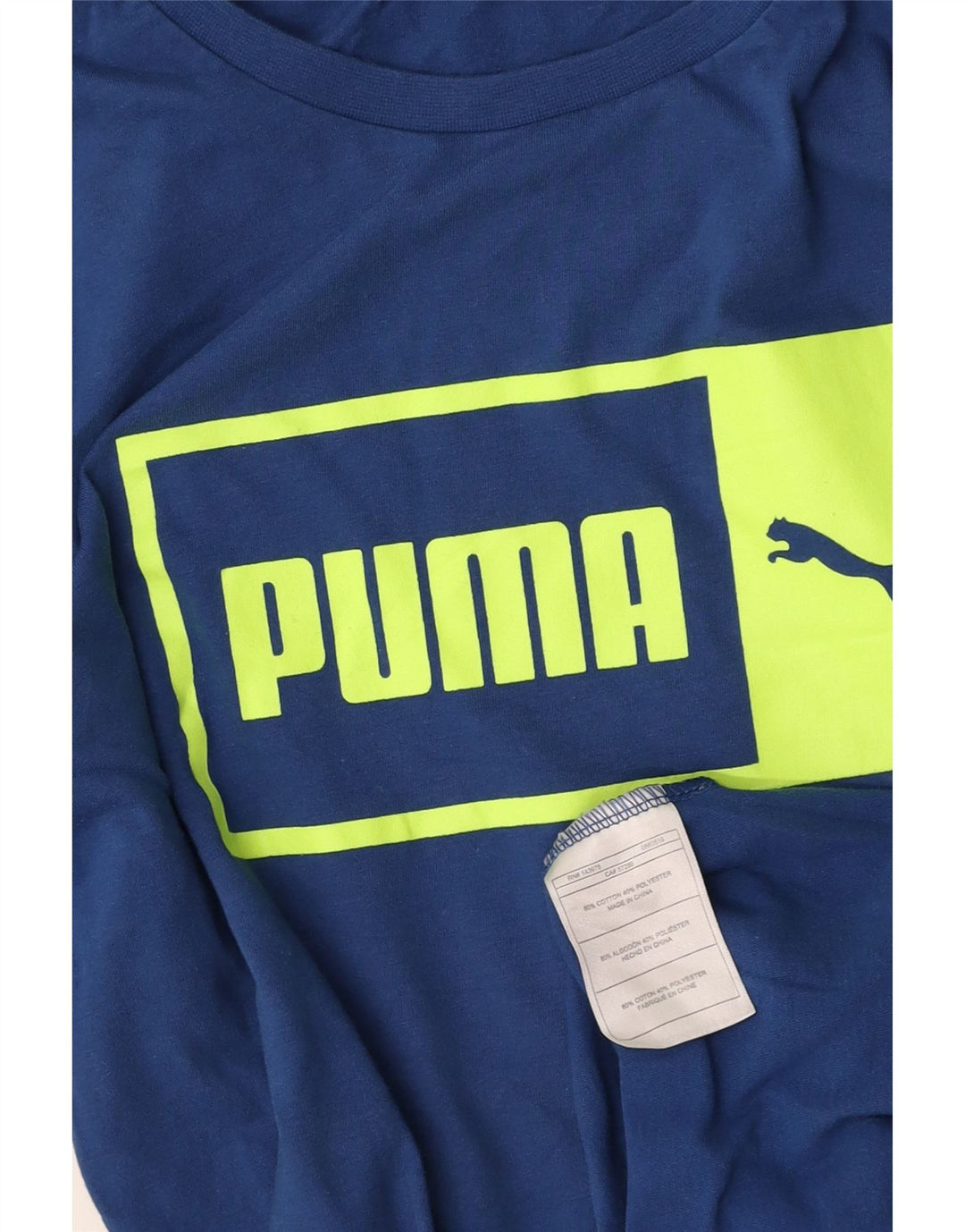 Мужской топ с рисунком PUMA, маленький синий хлопок с длинным рукавом