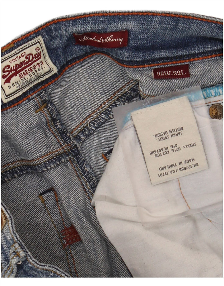 Женские стандартные потертые джинсы скинни Superdry W26 L32, синий хлопок