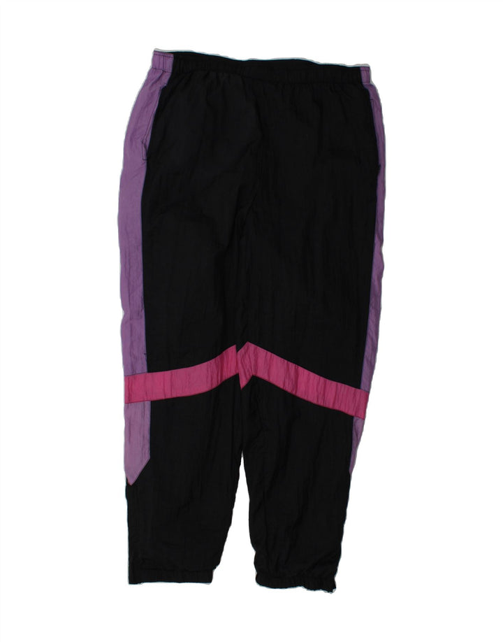 VINTAGE Mens Tracksuit Trousers Joggers Large  Black Colourblock Polyamide Vintage Vintage and Second-Hand Vintage from Messina Hembry 