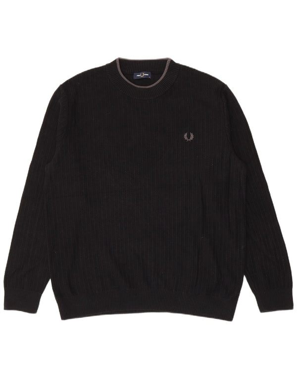 Мужской джемпер с круглым вырезом Fred Perry XL, черный хлопок