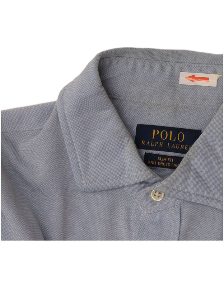 Мужская рубашка приталенного кроя Ralph Lauren, хлопок среднего синего цвета