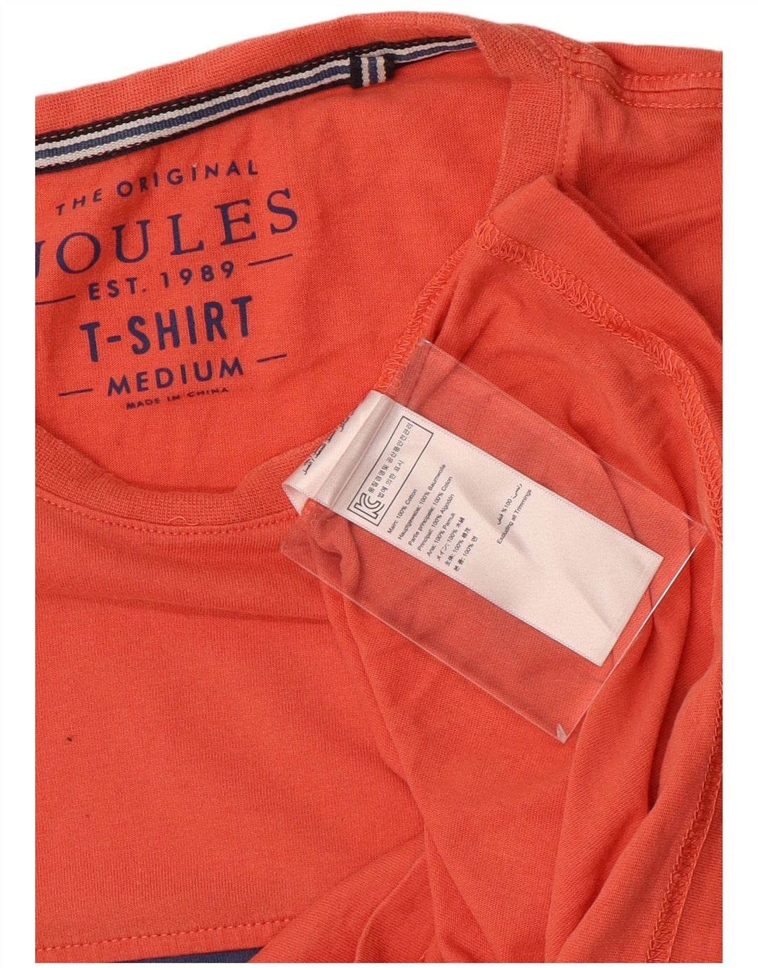Мужская футболка Joules Top из хлопка среднего оранжевого цвета с цветными блоками