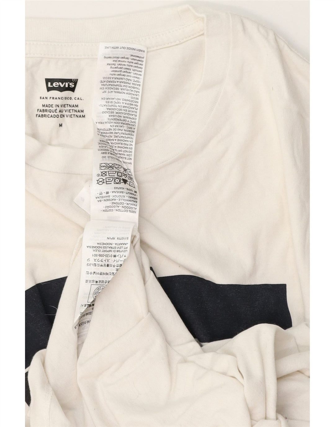 Мужская футболка с рисунком Levi's, топ среднего размера, белый хлопок, хлопок