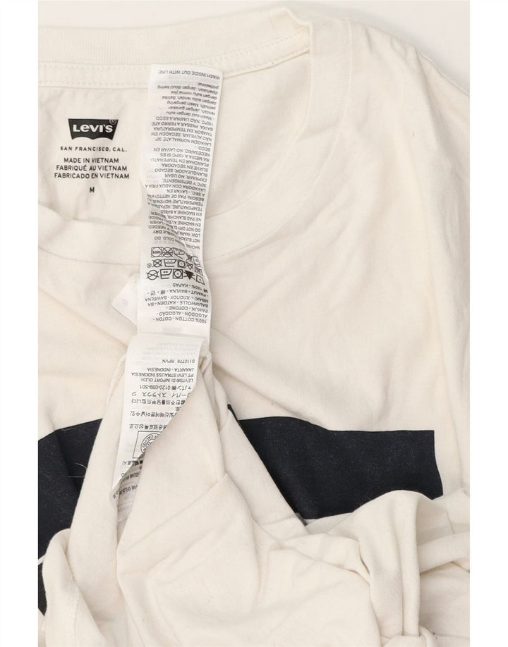Мужская футболка с рисунком Levi's, топ среднего размера, белый хлопок, хлопок